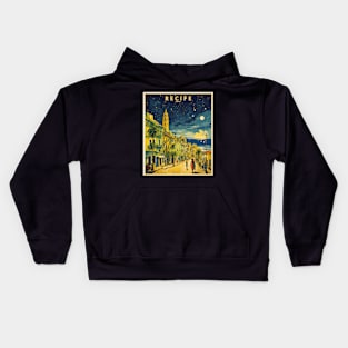 Recife Brazil Starry Night Vintage Tourism Travel Poster Kids Hoodie